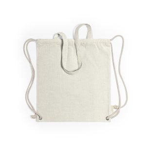BOLSA MOCHILA DE  ALGODÓN RECICLADO DE COLORES CON ASA LARGA 140 grs.