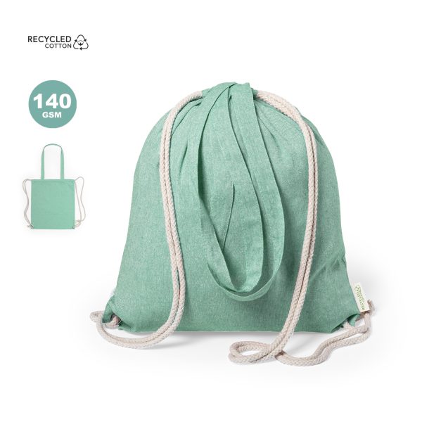 BOLSA MOCHILA DE  ALGODÓN RECICLADO DE COLORES CON ASA LARGA 140 grs. - Imagen 2