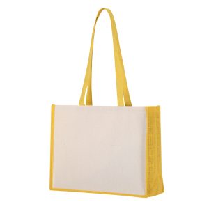 BOLSA ALGODON Y YUTE LAMINADO CON ASAS LARGAS