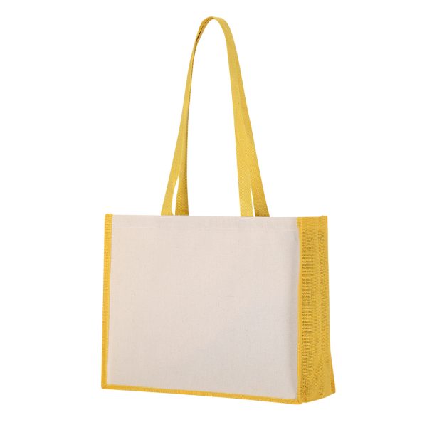 BOLSA ALGODON Y YUTE LAMINADO CON ASAS LARGAS