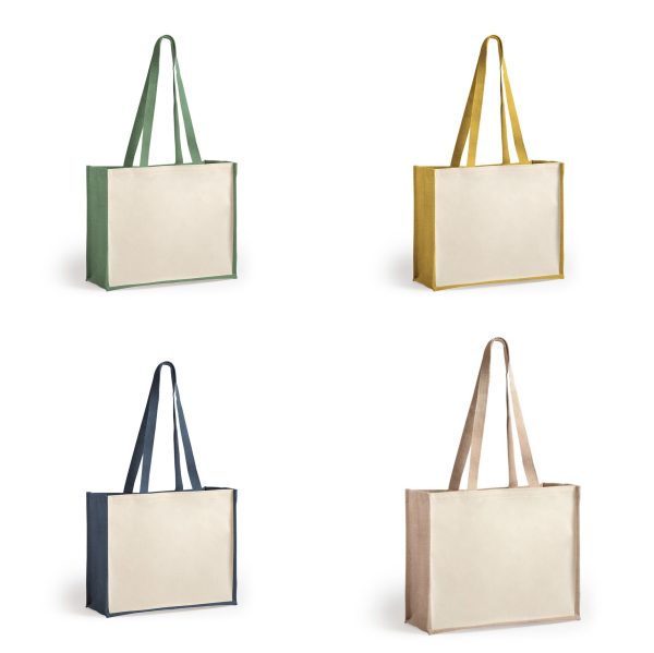 BOLSA ALGODON Y YUTE LAMINADO CON ASAS LARGAS - Imagen 6